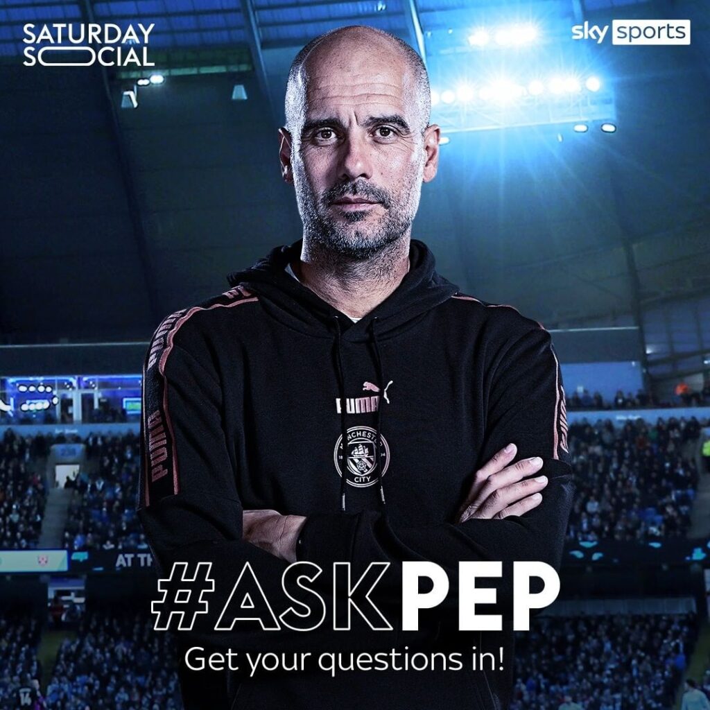 Sky Sports encouraged their fans to post questions they would want Pep Guardiola
