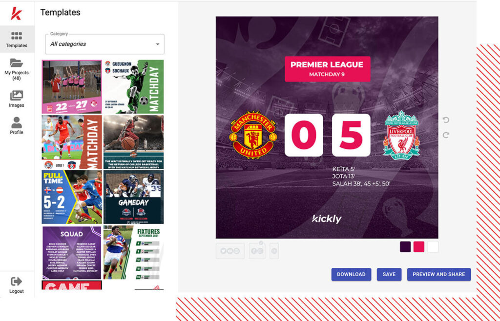 Kickly - the home of Premier League matchday graphics
