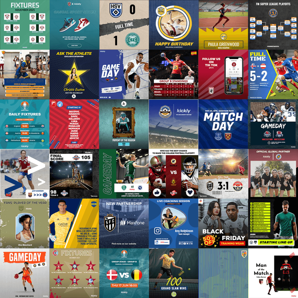 Sports Templates Available on Kickly