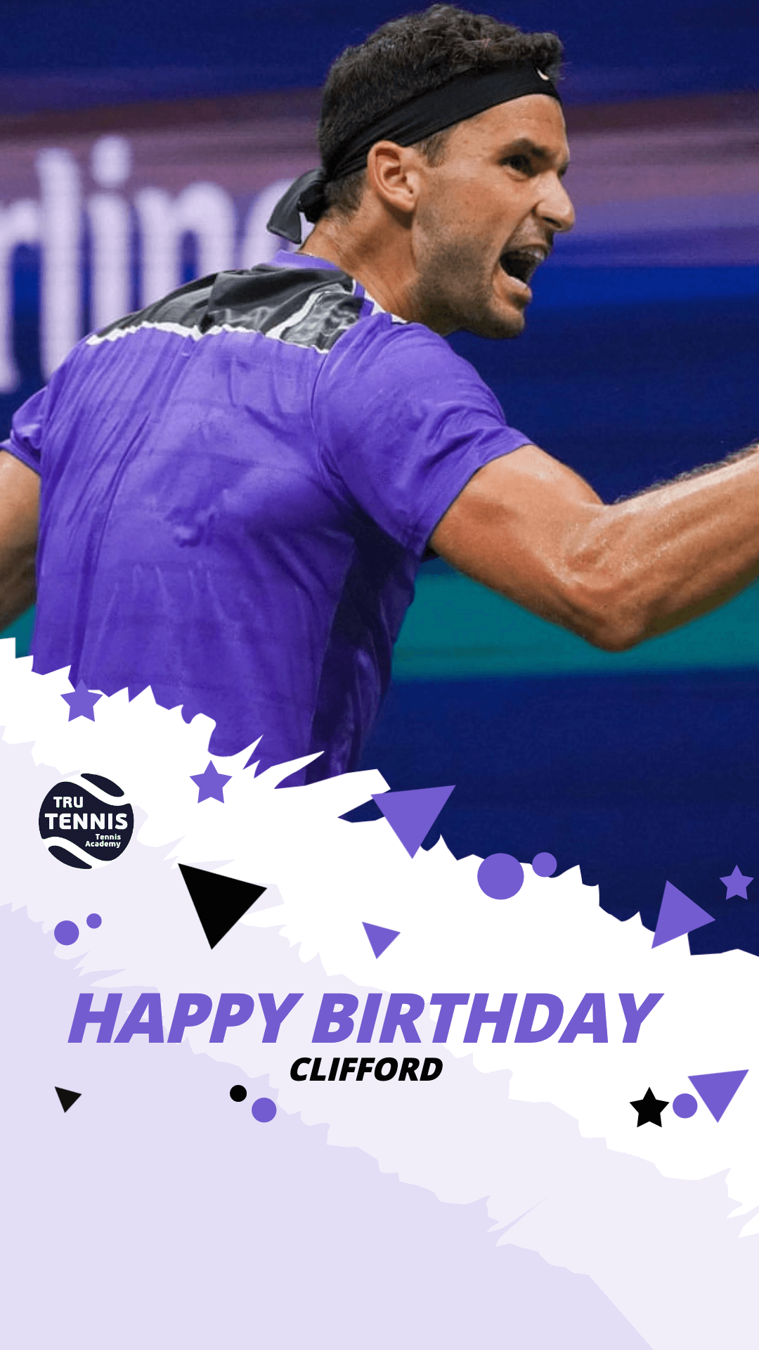 Tennis Player Happy Birthday Template V