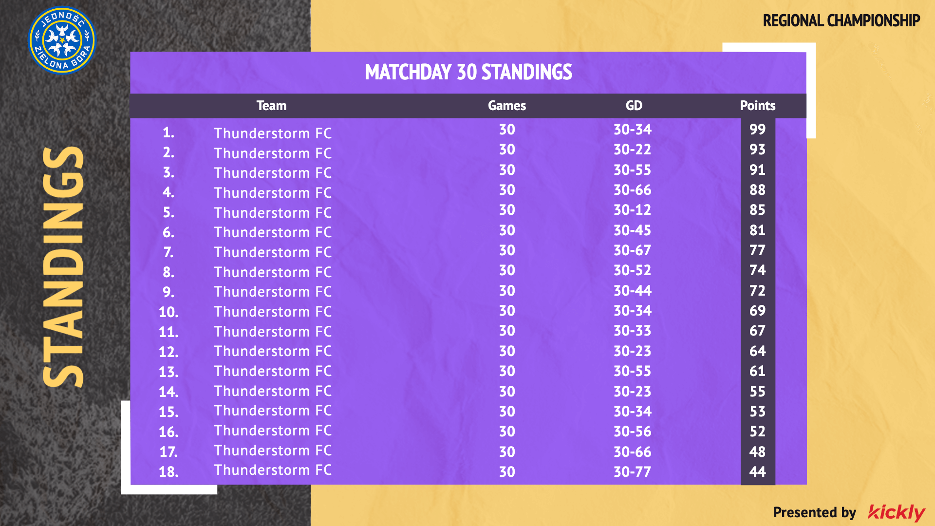 Soccer Matchday Standings Editable Design L