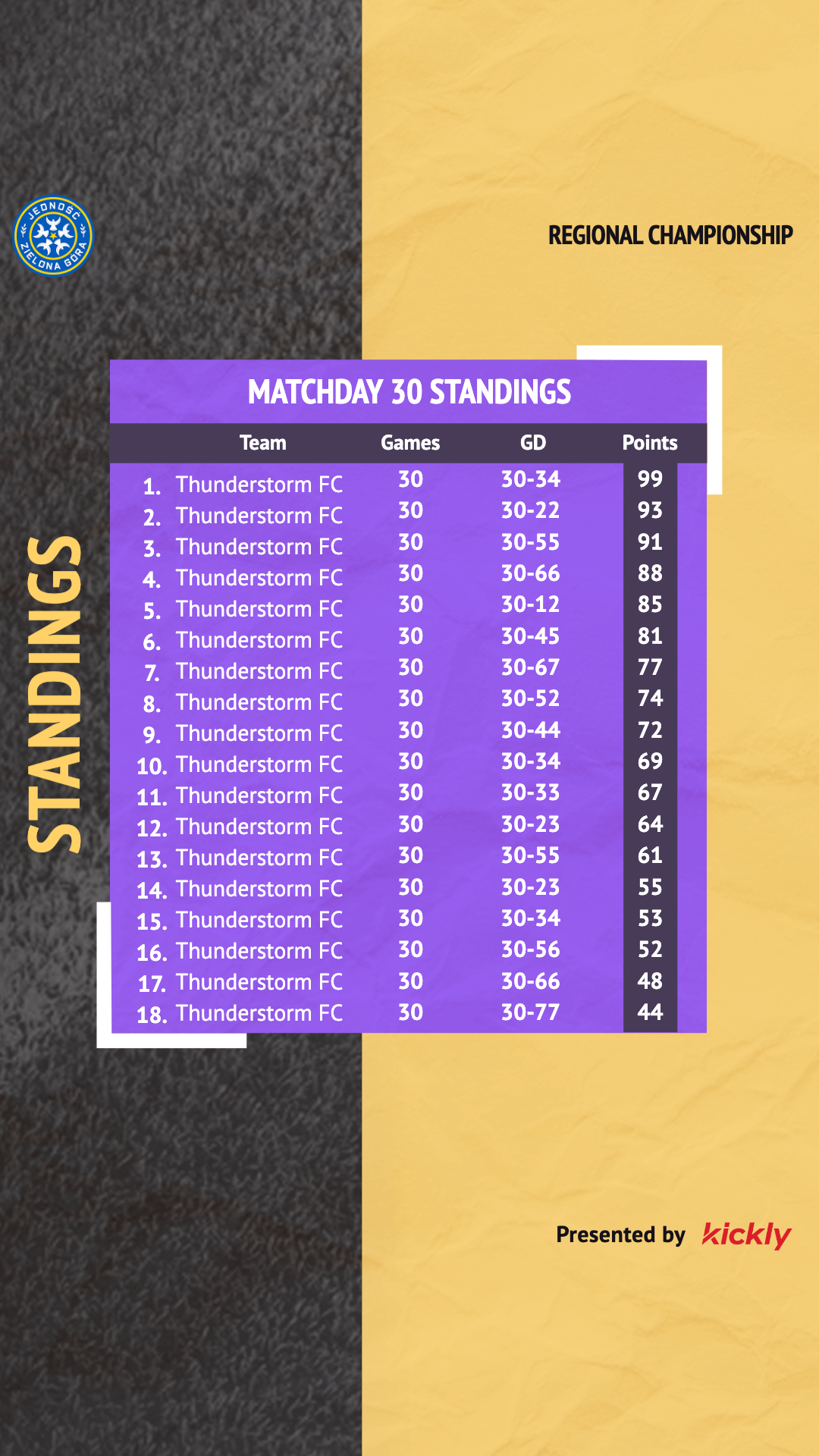 Soccer Matchday Standings Editable Design V