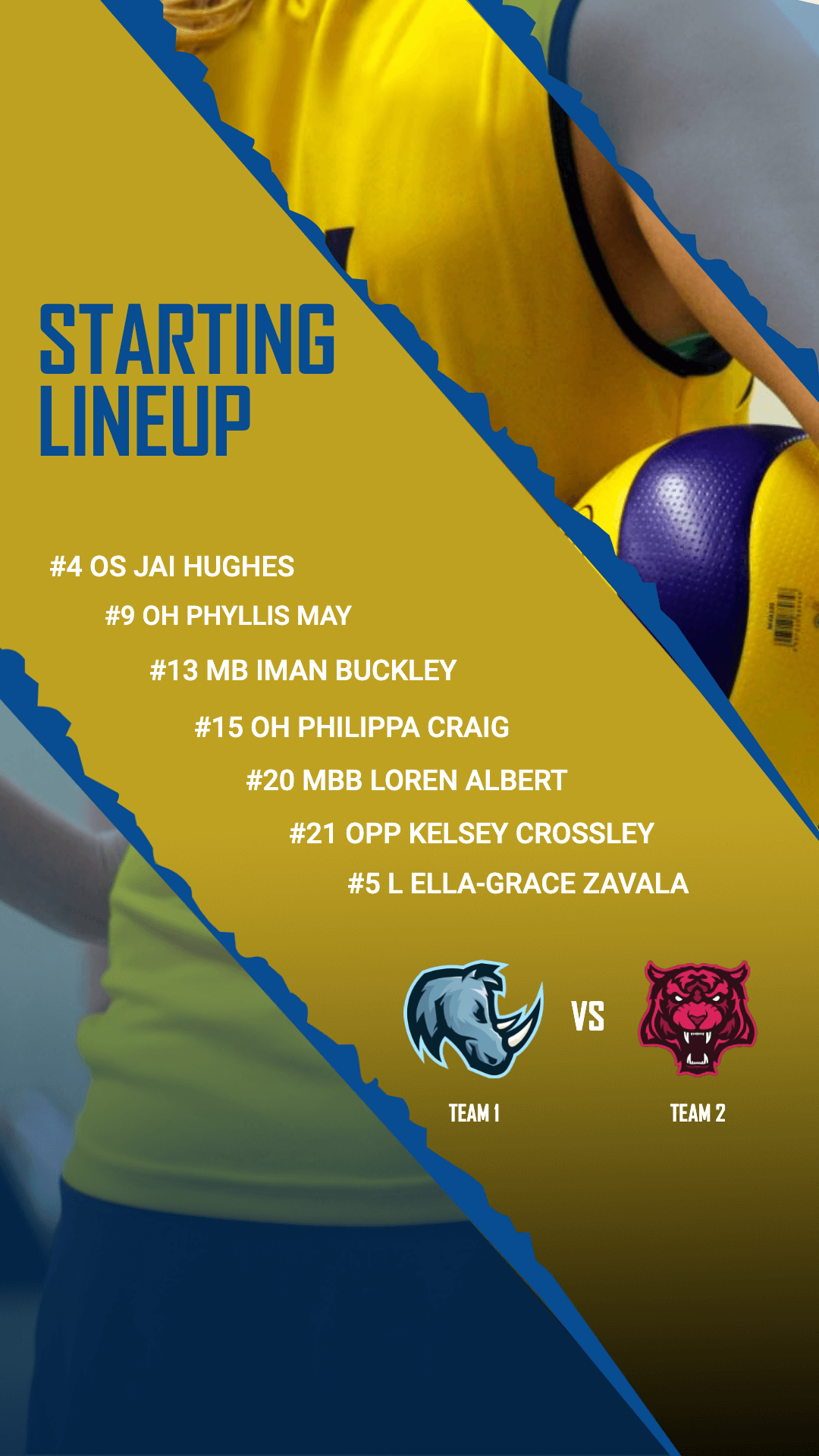 Volleyball Starting Lineup List Template V