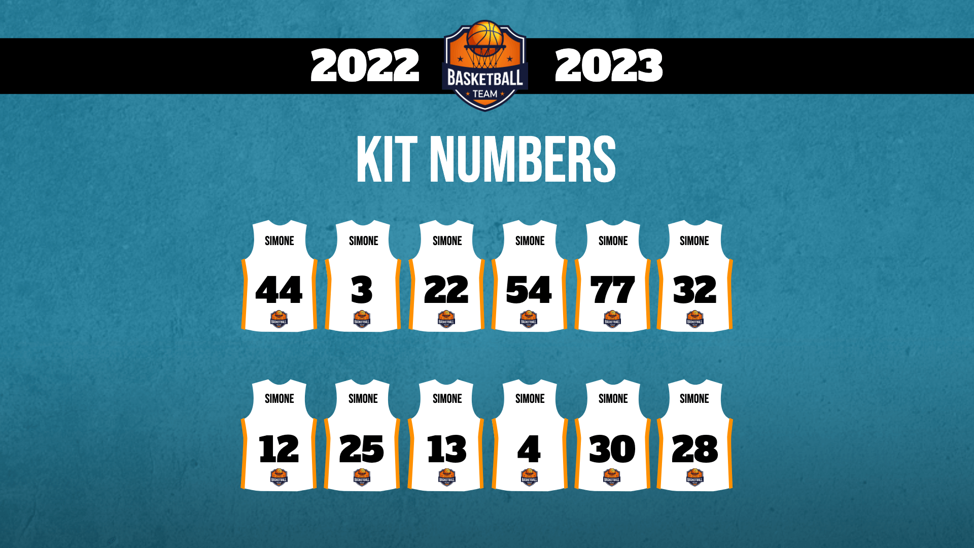 Basketball Kit Numbers Reveal Design 