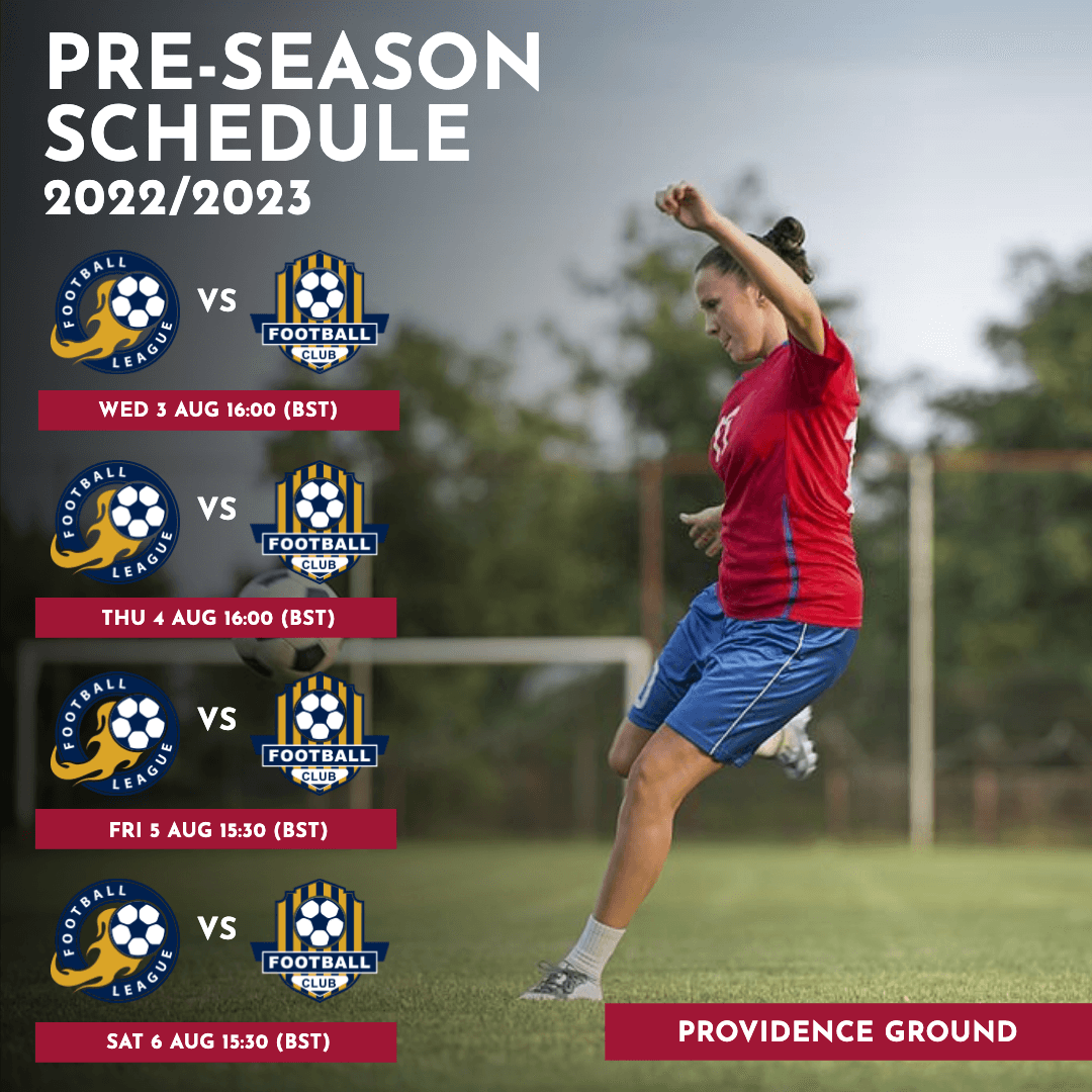 Soccer Pre-Season Schedule Graphic