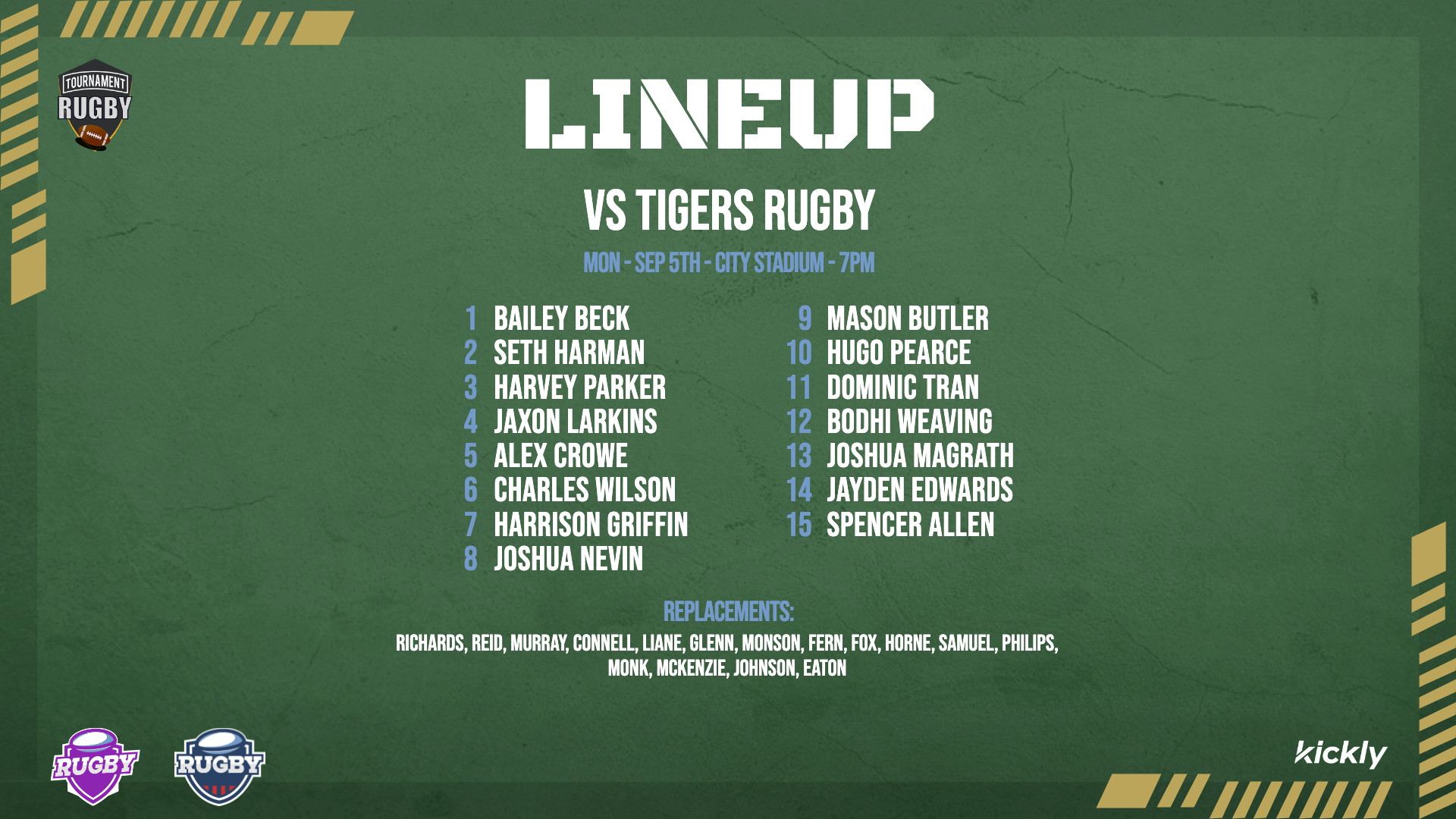 Rugby Match Lineup Editable Graphic