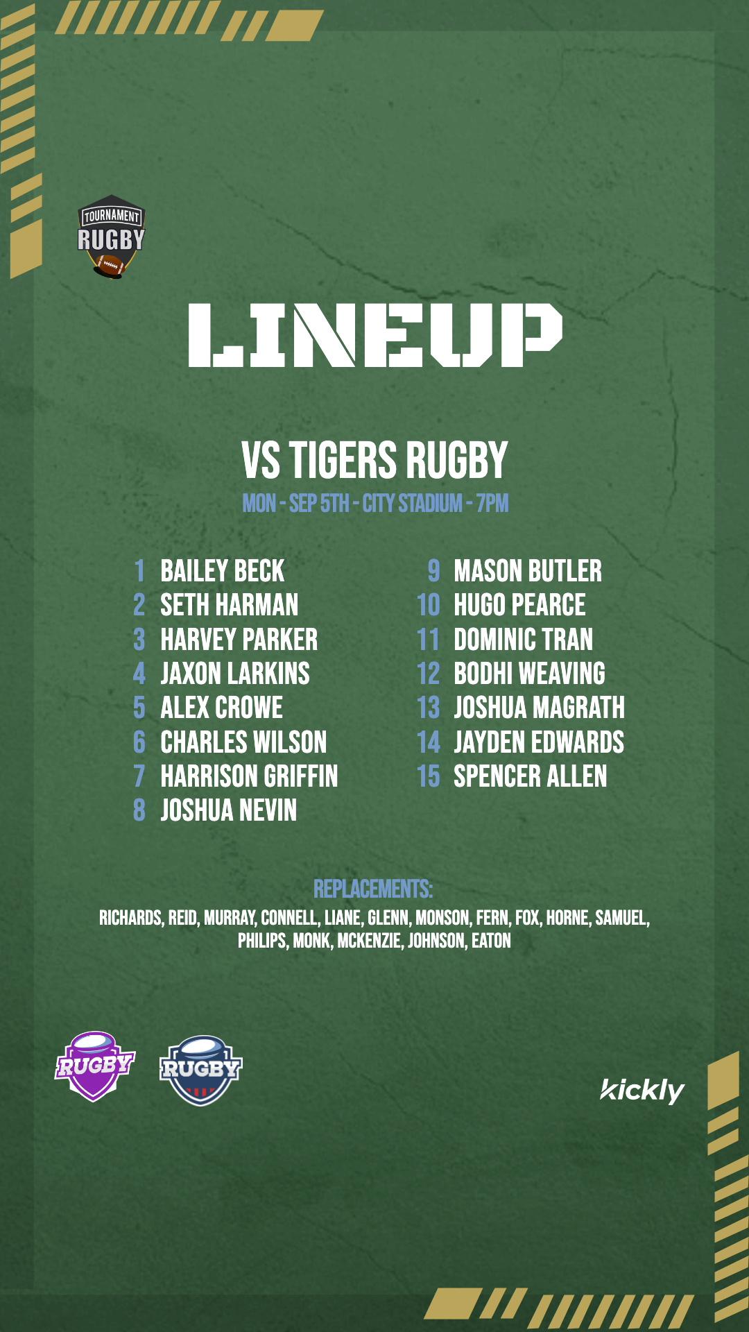 Rugby Match Lineup Editable Graphic V
