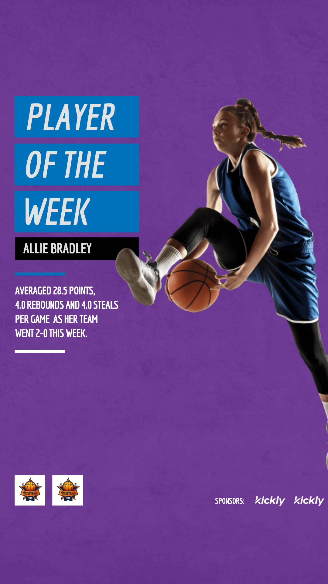 Women's Basketball Player of the Week Editable Template V