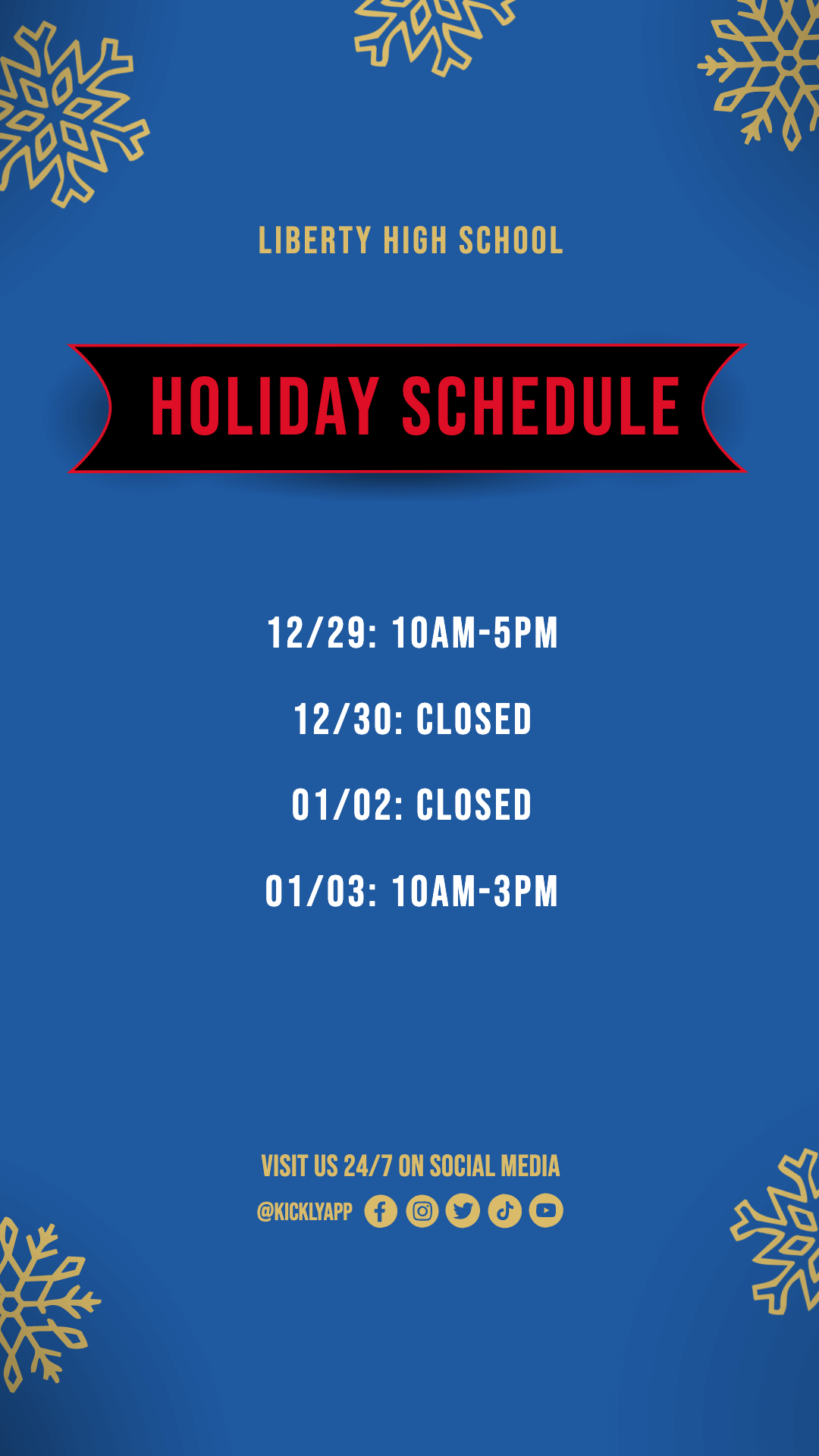 Holiday Schedule Editable Template