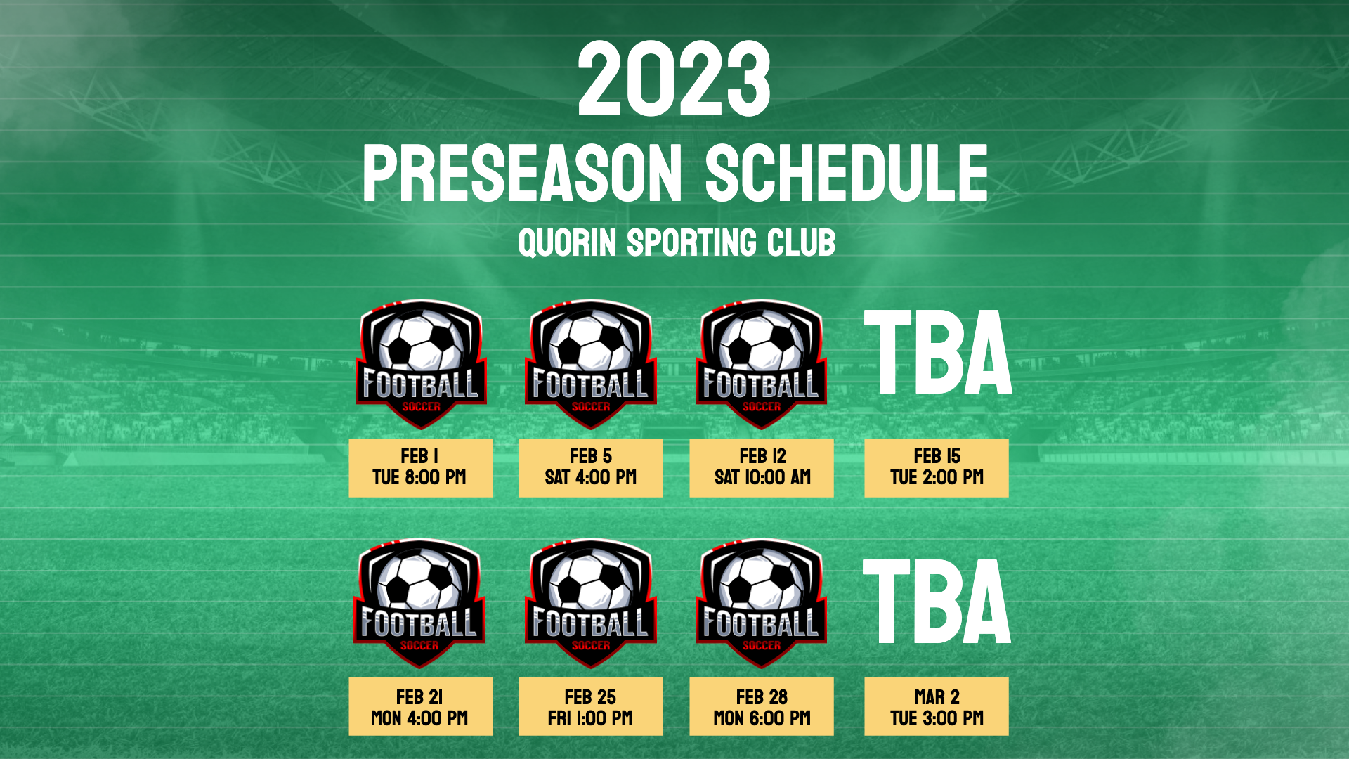Pre Season Schedule Graphics