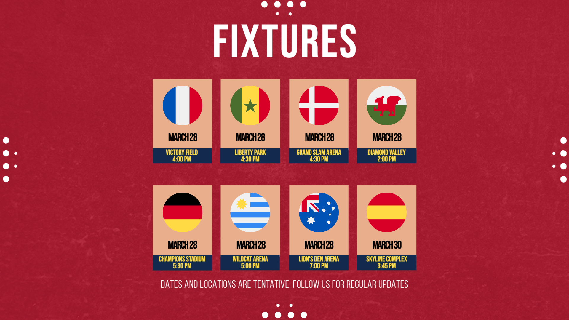 Free National Team Upcoming Fixtures Template