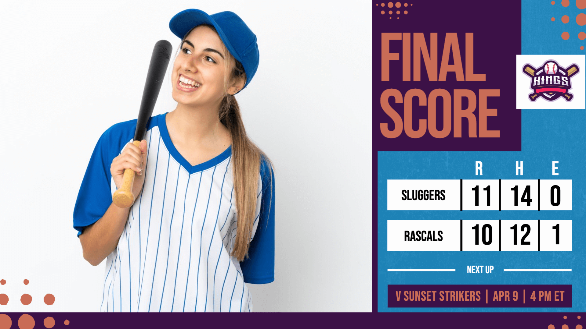 Women Baseball Final Score Design