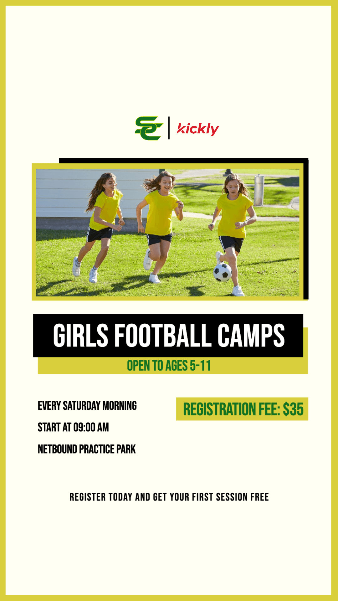 Girls Football Camps Editable Template