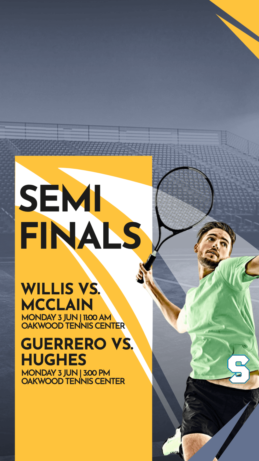 Tennis Semi-Finals Match Day Design V