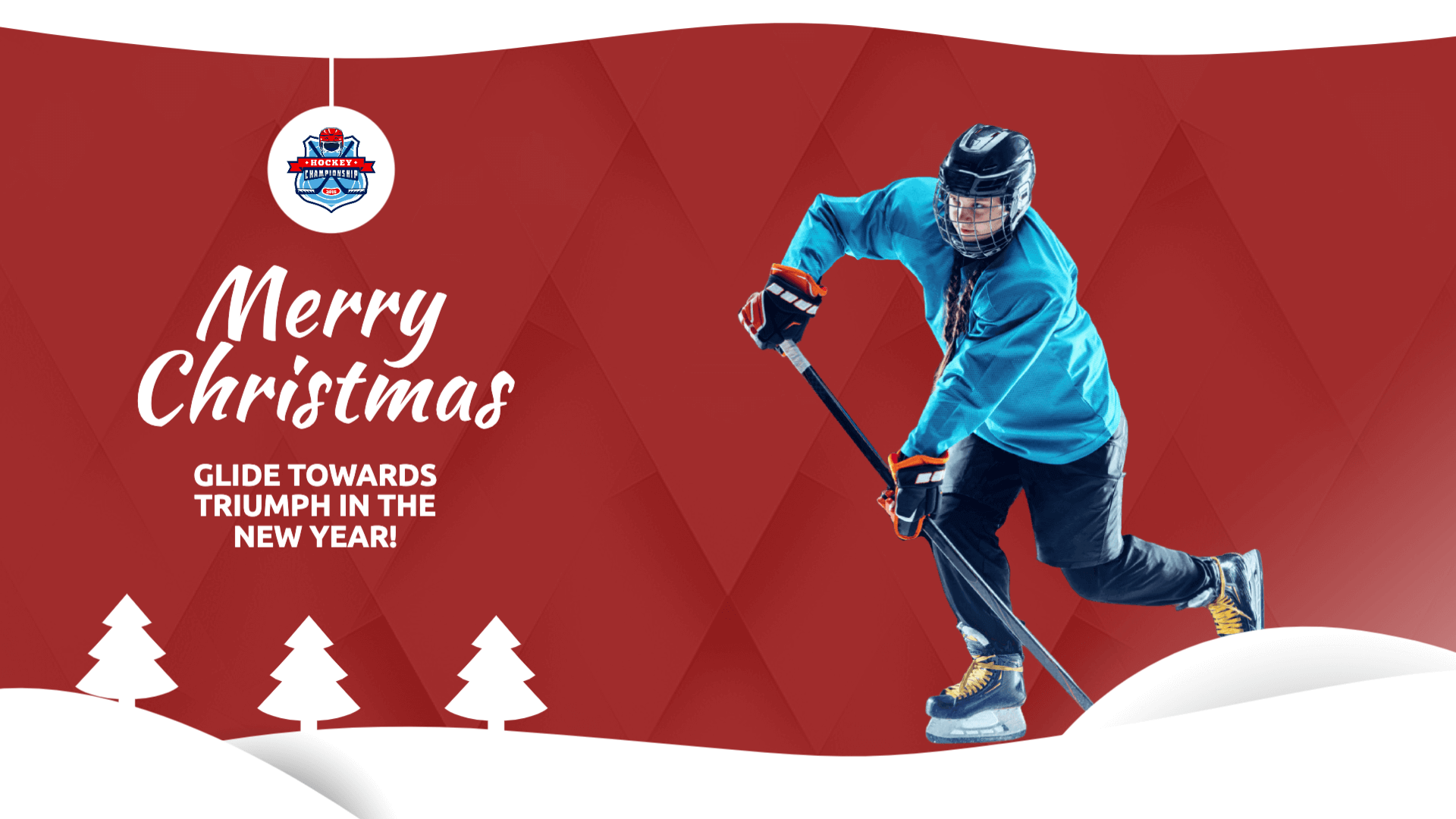 Hockey Christmas Card Editable Template