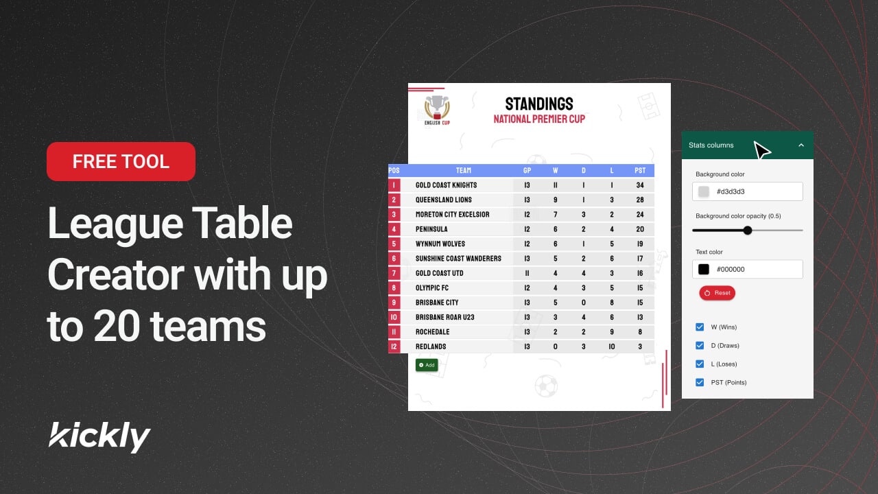 Uplift Your Sports Season with Kickly’s Free League Table Creator!